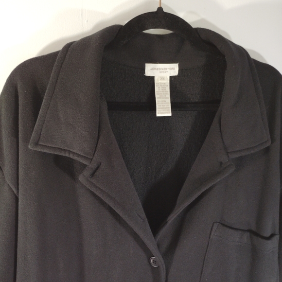 2X Jones New York Cozy Soft Jacket Long Coat Charcoal Gray Pockets Button Down - Picture 3 of 14
